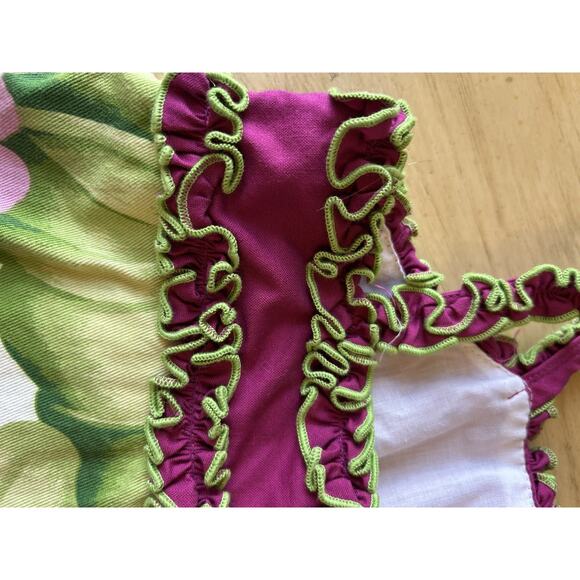 Trish Scully Girls Toddler Dress 6 Purple Green Floral Cotton Tiered Ruffle VTG - Picture 8 of 12
